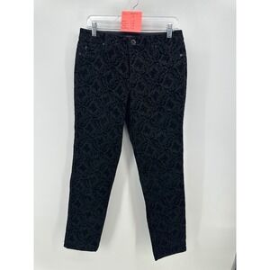 Intro by Jonathan Ross Womens Black Floral Damask Flocked Stretch Pants 6 72976P